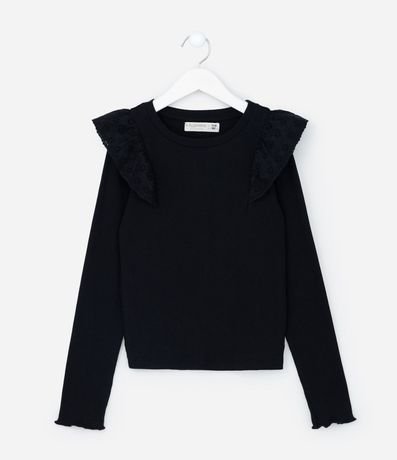 Blusa Infantil en Rib con Volados - Talle 5 a 14 años