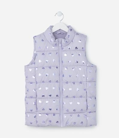 Chaleco Puffer Infantil con Estampa de Corazones - Talle 5 a 14 años