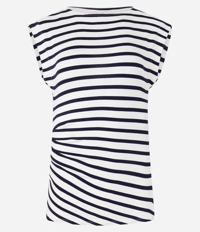 Blusa sin Manga en Algodón Rayado con Fruncido 5