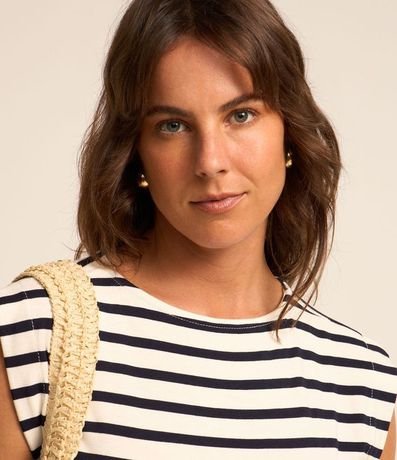 Blusa sin Manga en Algodón Rayado con Fruncido 3