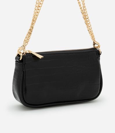 Cartera Baguette Pequeña en PU con Textura Croco con Asa Corta 1