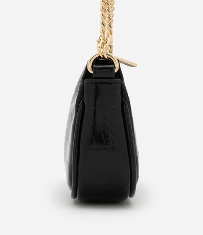 Cartera Baguette Pequeña en PU con Textura Croco con Asa Corta 2