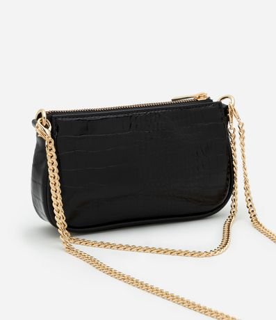 Cartera Baguette Pequeña en PU con Textura Croco con Asa Corta 3