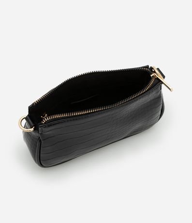 Cartera Baguette Pequeña en PU con Textura Croco con Asa Corta 4