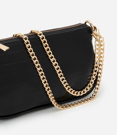 Cartera Baguette Pequeña en PU con Textura Croco con Asa Corta 5