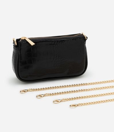 Cartera Baguette Pequeña en PU con Textura Croco con Asa Corta 7