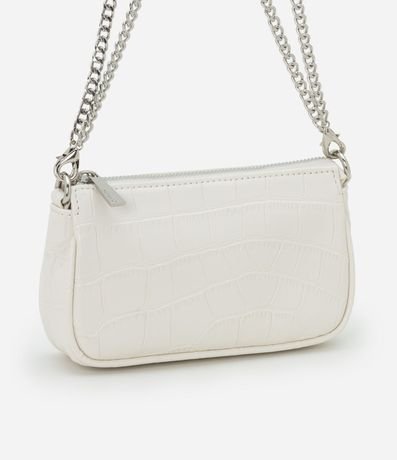 Cartera Baguette Pequeña en PU con Textura Croco con Asa Corta