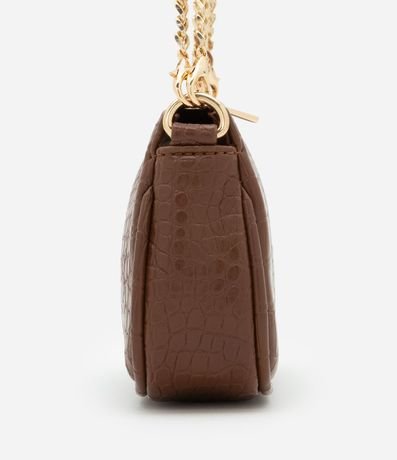 Cartera Baguette Pequeña en PU con Textura Croco con Asa Corta 2