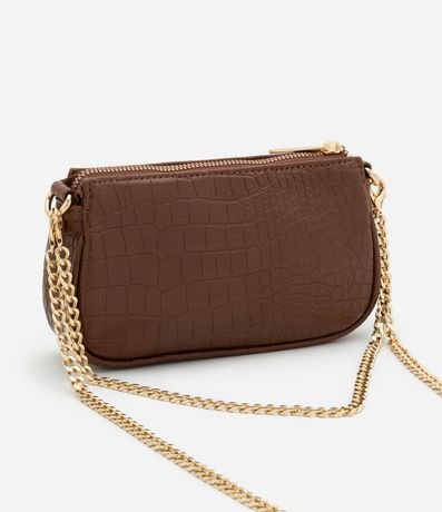 Cartera Baguette Pequeña en PU con Textura Croco con Asa Corta 3