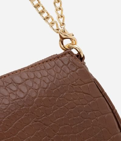 Cartera Baguette Pequeña en PU con Textura Croco con Asa Corta 5
