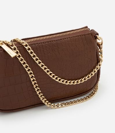 Cartera Baguette Pequeña en PU con Textura Croco con Asa Corta 6