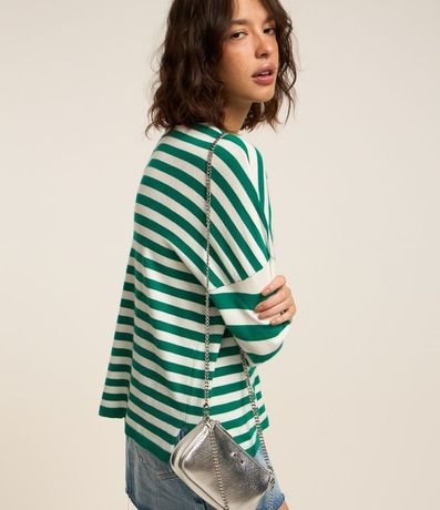 Cartera Baguette Pequeña en PU Metalizada en Floater con Asa Corta y Larga