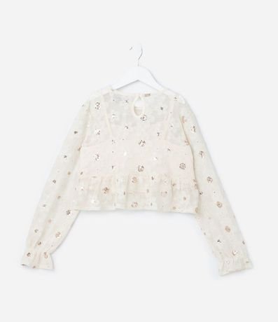 Blusa Corta Infantil en Tul con Bordado de Lentejuelas - Talle 5 a 14 años 2