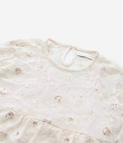 Blusa Corta Infantil en Tul con Bordado de Lentejuelas - Talle 5 a 14 años 6