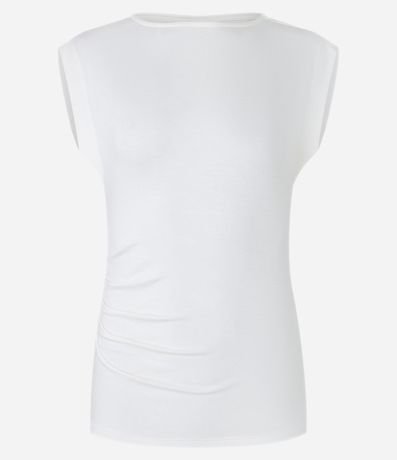 Blusa sin Manga en Algodón con Escote Canoa y Fruncidos 5