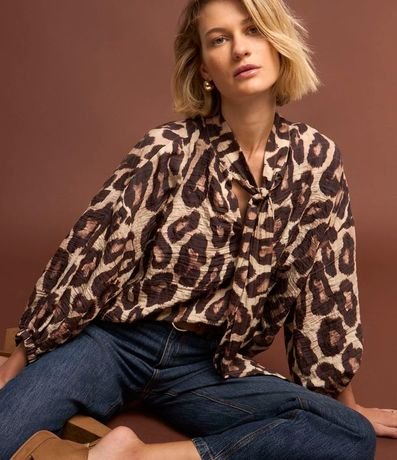 Blusa en Voil con Estampa Animal Print
