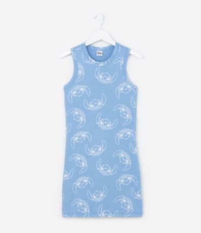 Vestido Infantil Tubito Acanalado con Estampa de Stitch - Talle 5 a 14 años 2
