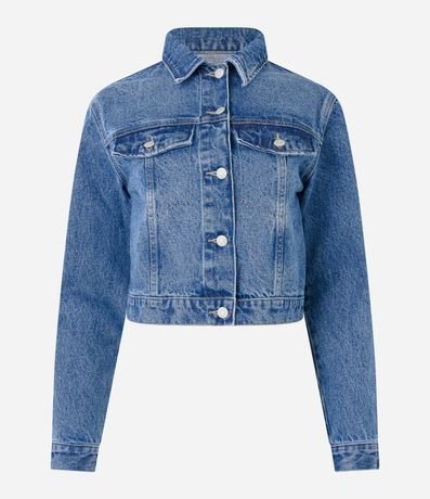 Campera Regular en Jeans con Botones 4