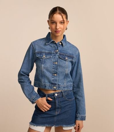 Campera Regular en Jeans con Botones