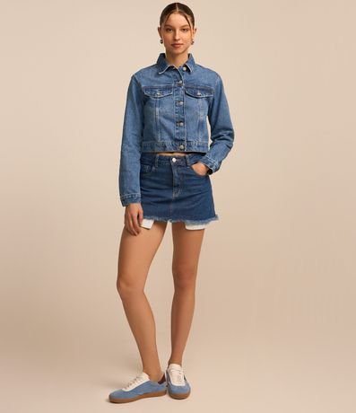 Campera Regular en Jeans con Botones 2