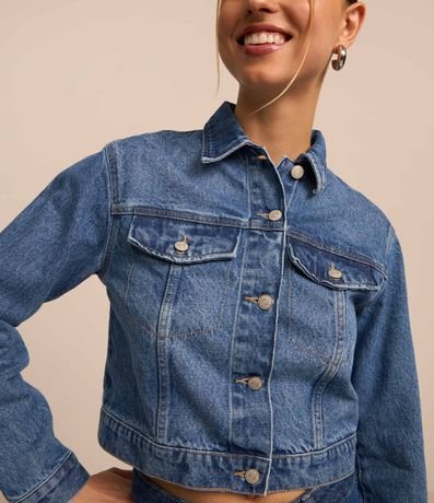 Campera Regular en Jeans con Botones 3