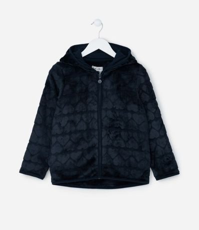 Campera Infantil en Fleece con Textura de Corazones - Talle 5 a 14 años