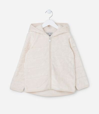 Campera Infantil en Fleece con Textura de Corazones - Talle 5 a 14 años