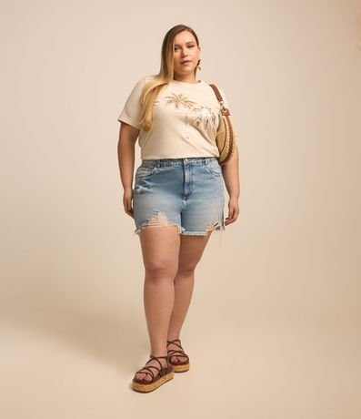Short Boyfriend en Jeans con Deshilachados Curve & Plus Size