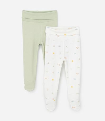 Kit 02 Pantalones Infantiles en Suedine con Pie - Talle RN a 9 meses