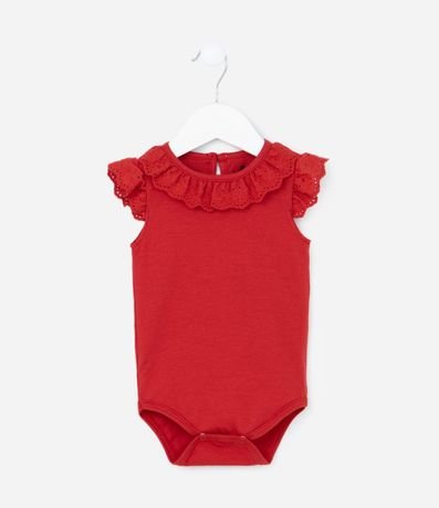 Body Infantil con Volado en Broderie - Talle 0 a 18 meses