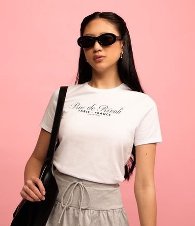 Blusa T-shirt en Algodón con Estampa Rue de Rivoli