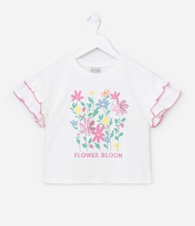 Blusa Corta Infantil con Volados y Estampa Floral - Talle 5 a 14 Años