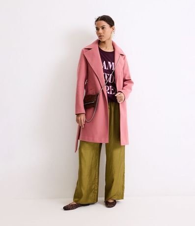 Saco Alargado en Polivelour con Cinturón de Tejido 1