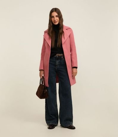 Saco Alargado en Polivelour con Cinturón de Tejido 4