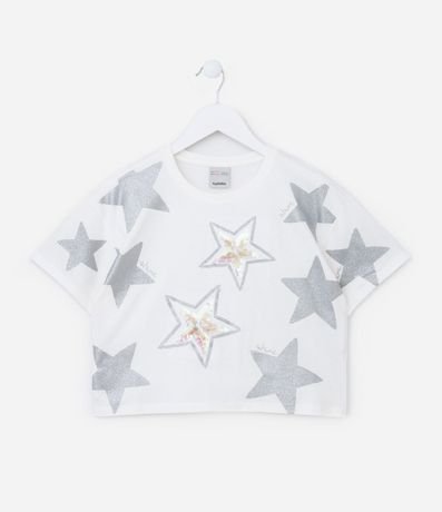 Blusa Cropped Infantil con Estampa de Estrellas - Talle 5 a 14 años