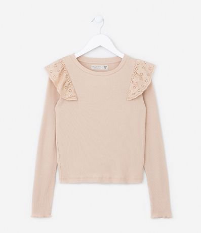 Blusa Infantil en Rib con Volados - Talle 5 a 14 años