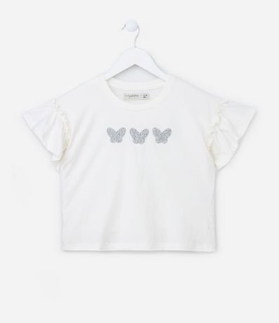 Remera Corta Infantil con Estampa de Mariposas Brillantes - Talle 5 a 14 años 5