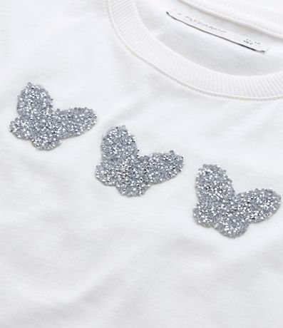 Remera Corta Infantil con Estampa de Mariposas Brillantes - Talle 5 a 14 años 4