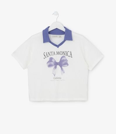 Remera Infantil con Cuello Camisa y Estampa Lazo Santa Monica - Talle 5 a 14 años