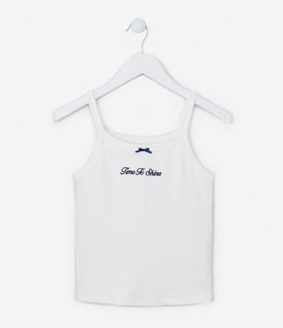 Musculosa Infantil Acanalada con Bordado y Moña - Talle 5 a 14 años