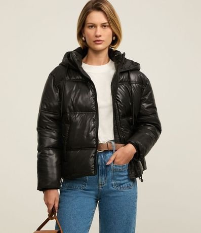Campera Puffer con Capucha y Cremallera