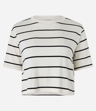 Remera Boxy Cropped en Viscosa con Rayas 3