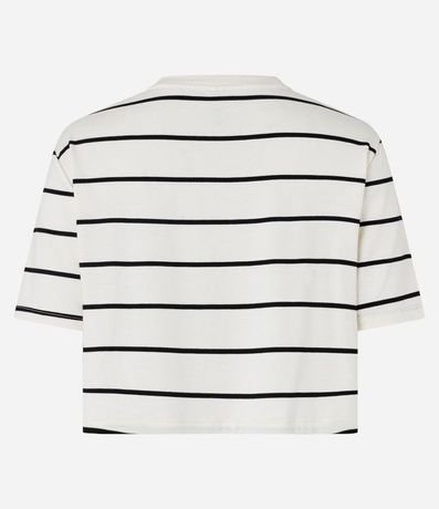 Remera Boxy Cropped en Viscosa con Rayas 4