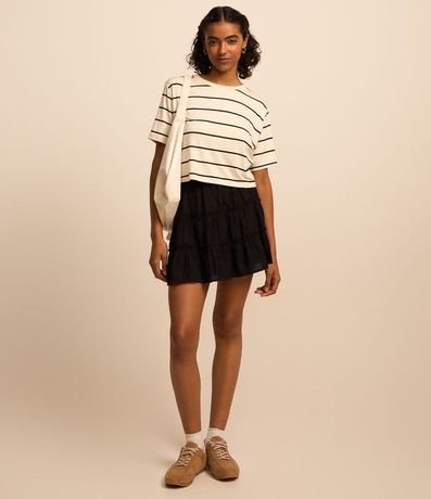 Remera Boxy Cropped en Viscosa con Rayas 2