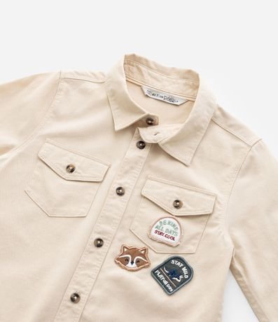 Camisa Infantil en Sarga con Patches Zorro y Dino - Talle 1 a 6 años 6