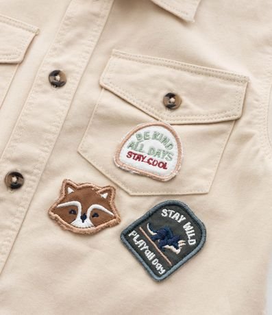 Camisa Infantil en Sarga con Patches Zorro y Dino - Talle 1 a 6 años 7