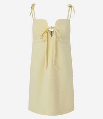 Vestido Corto en Sarga con Escote y Breteles con Moña 6