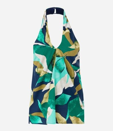 Blusa en Viscolino con Estampa de Follaje y Detalle Traspasado 5