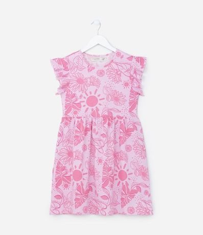 Vestido Infantil con Estampa Tropical - Tam  5 a 14 años