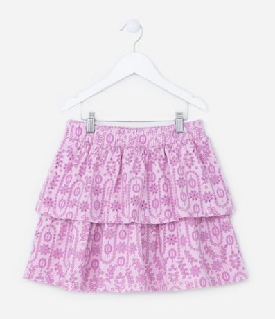 Pollera Infantil con Volados Broderie - Talle 5 a 14 años 2